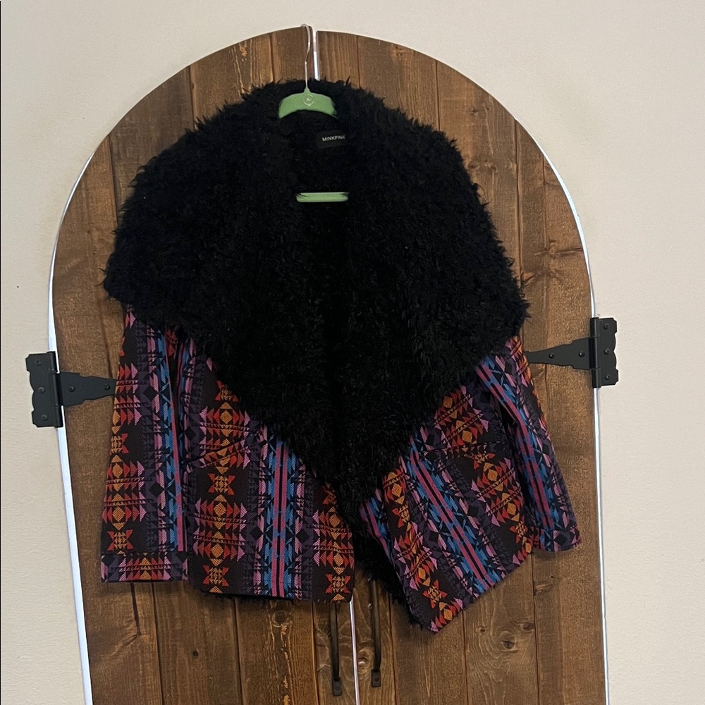 MINKPINK Black Furry Shawl